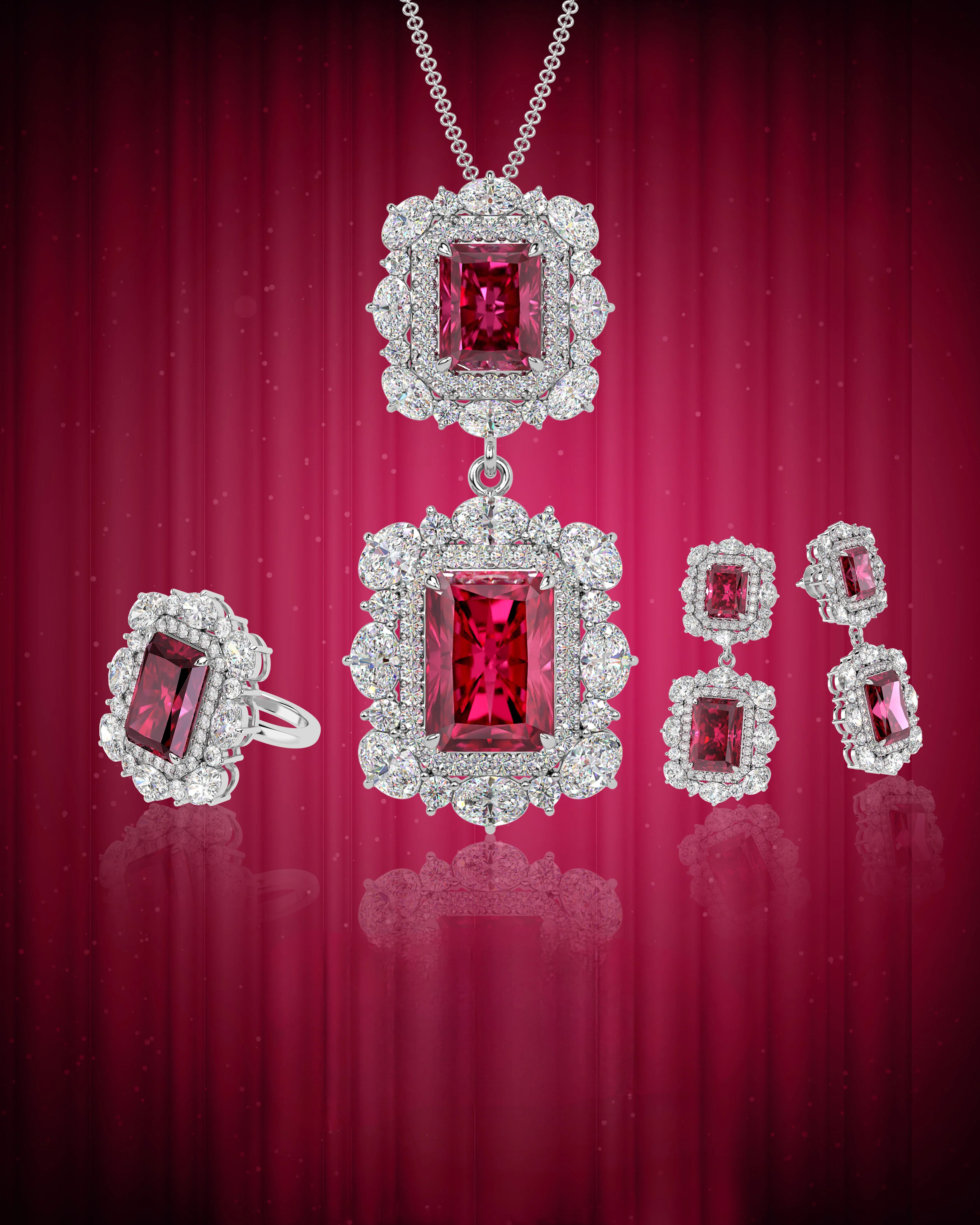 Pendant Necklace Earing and Ring Set